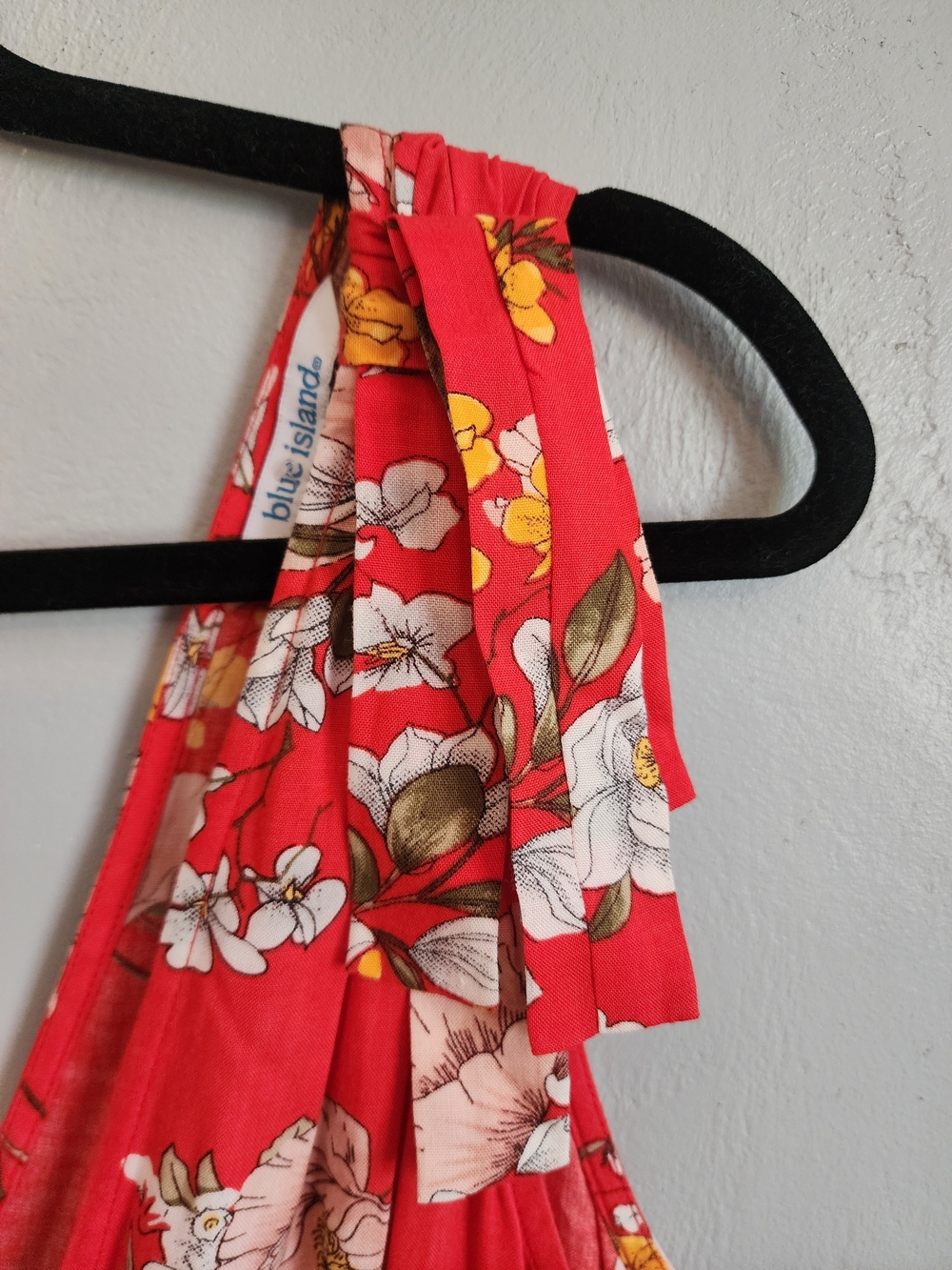 Blue Island Red Floral Wide Leg Romper with V-Neck - Picture 4 of 5
